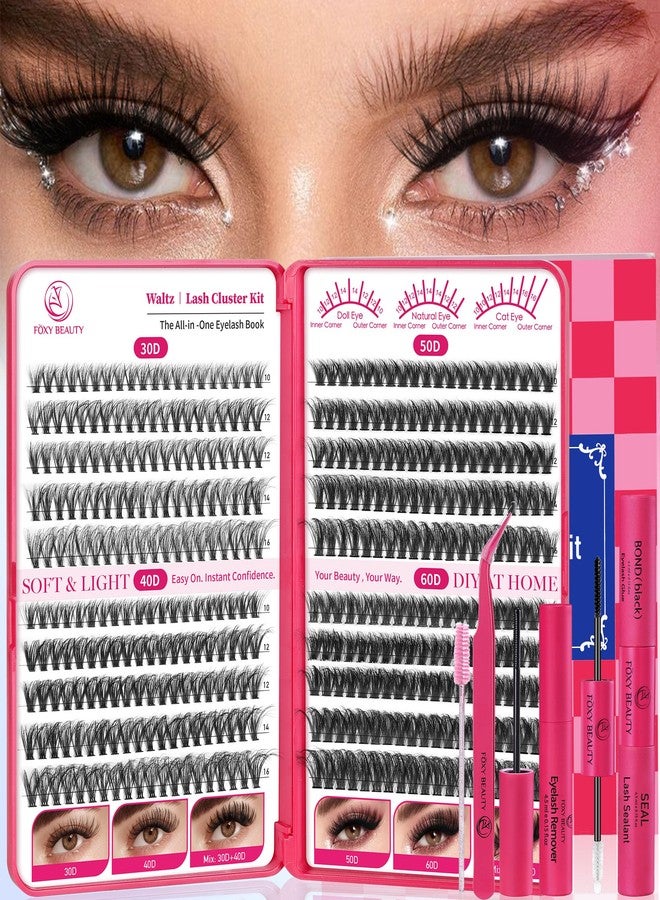 CCODDY Waltz Lash Clusters Kit - Lash Clusters Lashes D Curl Eyelash Clusters Lash Extension Kit 30D40D50D60DFluffy eyelash clusters kit with Bond and Seal 0.07MM False Eyelashes DIY at Home - Image 1